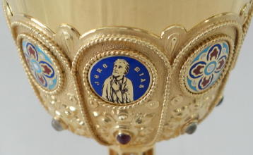 French antique solid silver gilt Gothic Chapel Set